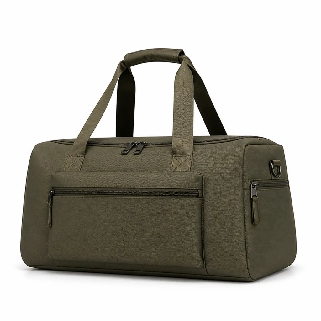Water-Resistant Travel Duffel Bag with Multiple Zippered Pockets