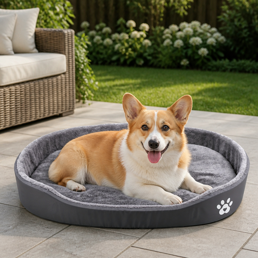 Ortekor Short-Plush Polyester Oval Dog Bed