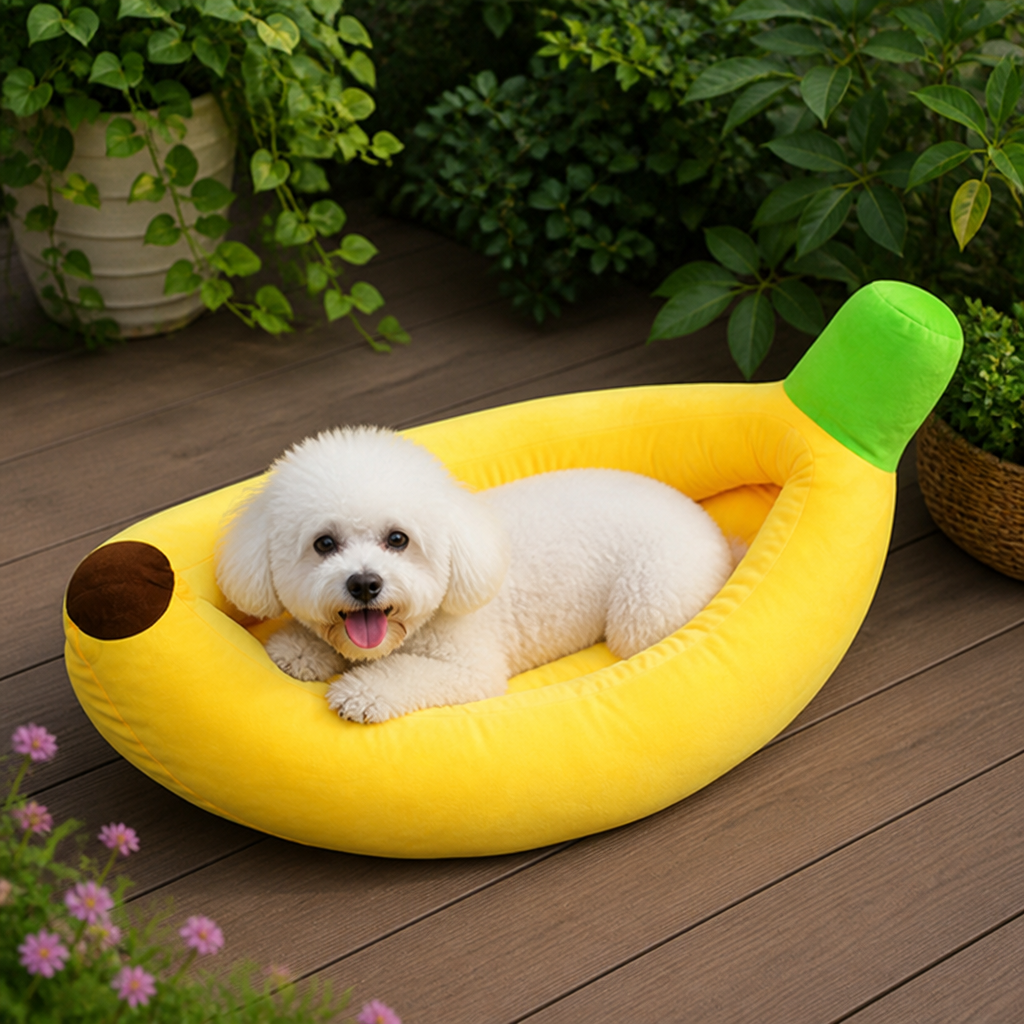 Ortekor Warm Cozy & Washable Banana-Shaped Pet Bed