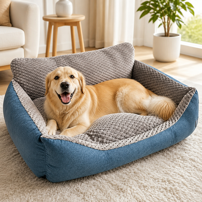 Ortekor Extra-Thick Plush & High Backrest Dog Sofa Bed (Removable Cover)