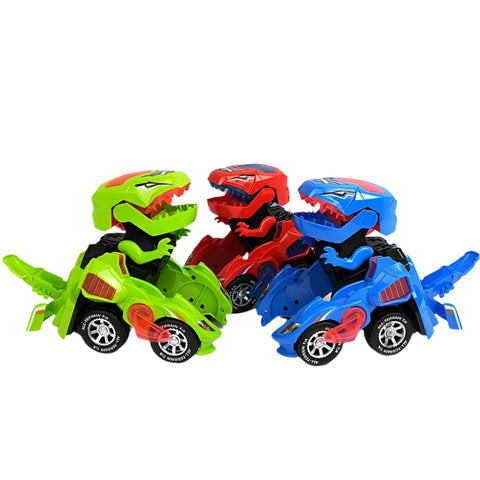 Transformable Dinosaur LED Car Toy with Remote Control for Interactive Learning