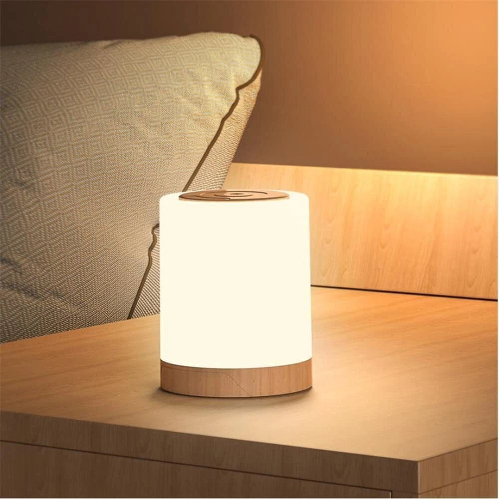Touch-Control RGB LED Bedside Lamp Rechargeable Cordless Dimmable Night Light for Bedroom Nursery Living Room 360° Glow Portable Color-Chang