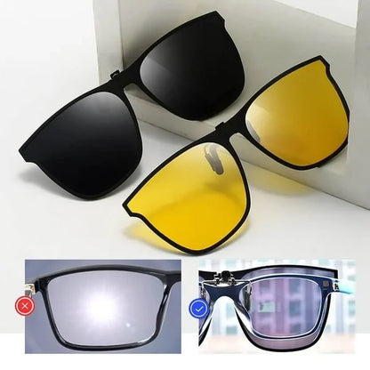 Polarized Clip-On Sunglasses for Prescription Glasses – Flip-Up Magnetic Lens Attachment UV400 Protection for Driving Outdoor Activities Eye