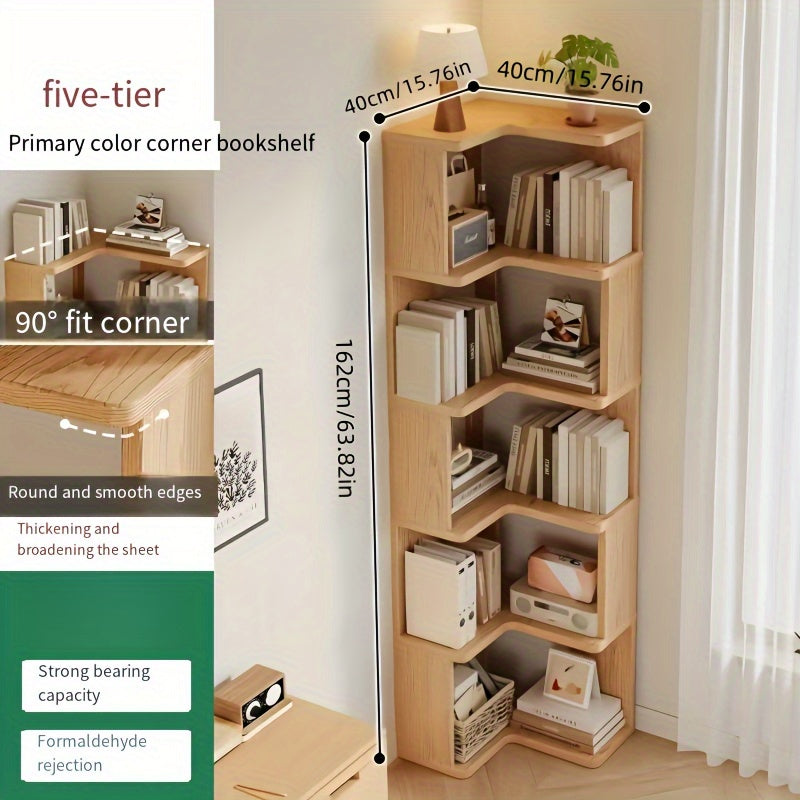 Solid Wood Corner Shelf Unit – Space-Saving Storage Organizer for Living Room, Bedroom & Home Office