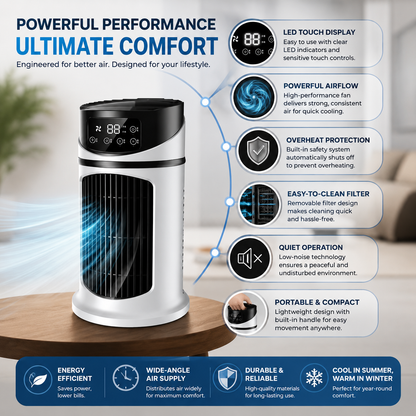 Compact Personal Cooler – Windowless Evaporative Air Cooler for Bedroom, Office & Small Spaces – Portable Desktop Cooling Unit for Home &