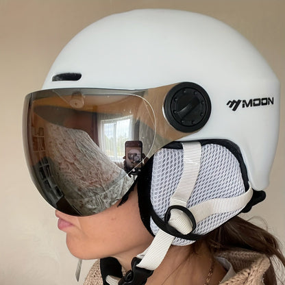 Winter Snow Helmet with Removable Visor for Skiing Snowboarding Mountain Sports Adjustable Head Protection Breathable Padded Lightweight Out
