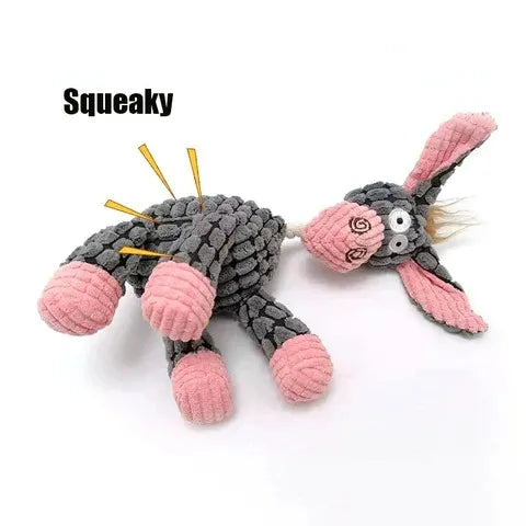 Heavy-Duty Plush Dog Toy with Squeaker for Aggressive Chewers | Durable Stuffed Animal Chew Toy for Large Dogs | Anxiety Relief Pet Toy