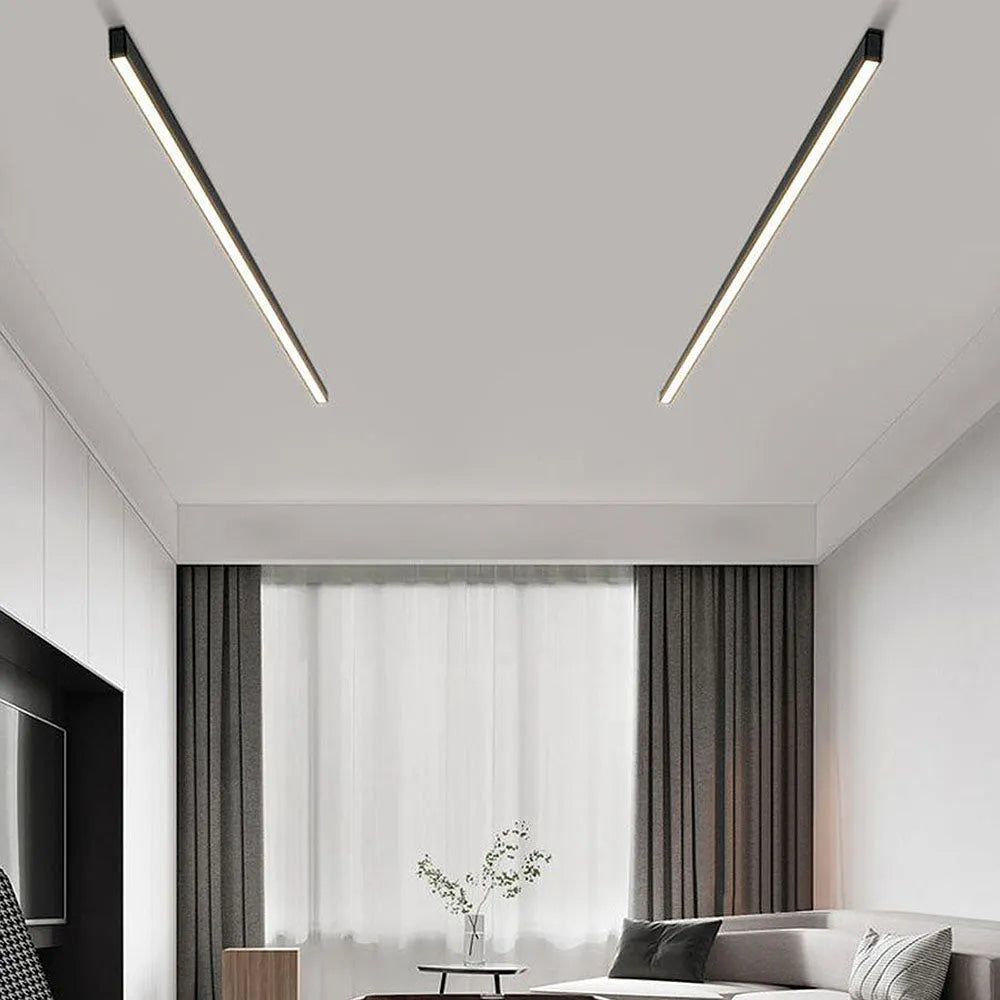 Linear LED Flush Mount Ceiling Light 47-inch Black Fixture for Bedroom Living Room Hallway Contemporary Minimalist Home Lighting