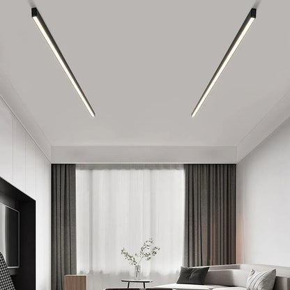 Linear LED Flush Mount Ceiling Light 47-inch Black Fixture for Bedroom Living Room Hallway Contemporary Minimalist Home Lighting
