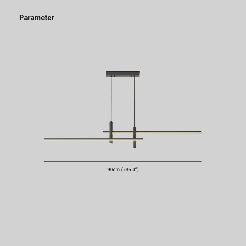 Linear Track Pendant Light Metal 2-Spotlight Bar Adjustable Modern Suspended Fixture for Kitchen Island Dining Living Room