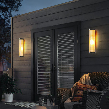 Outdoor Half-Cylinder Wall Sconce with Clear Glass Shade – Metal Construction for Patio & Entryway Lighting