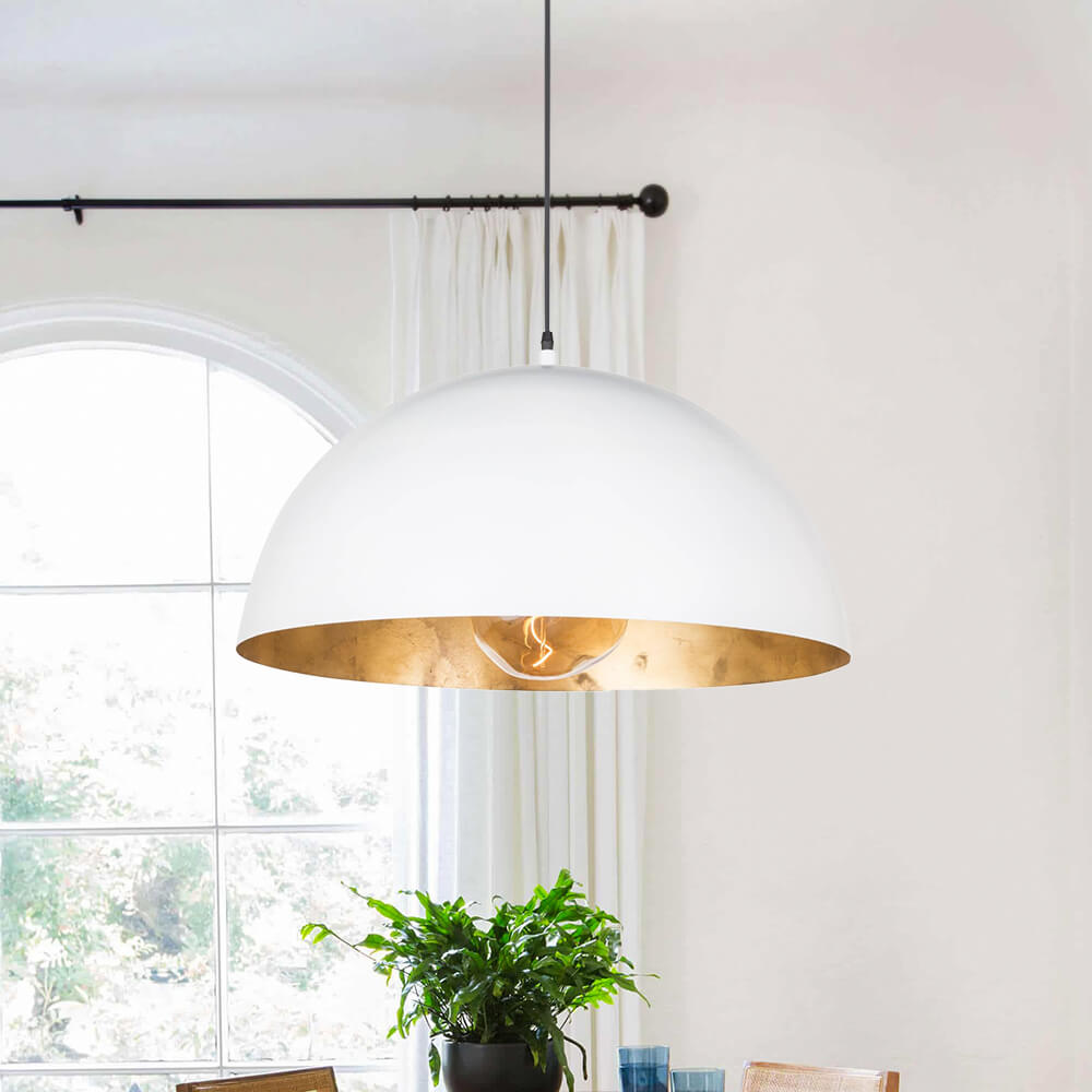 Statement Bowl Pendant Ceiling Light with Gold Interior – Adjustable Cable & Dimmable for Kitchen Island, Dining