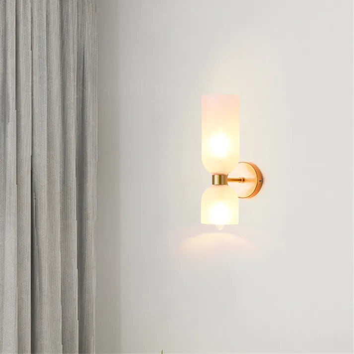Dual-Shade Glass Sconce 16.5 inches White Iron Wall Light for Bedrooms Hallways Living Rooms Modern Accent Lighting E12 Base Ambient Fixture