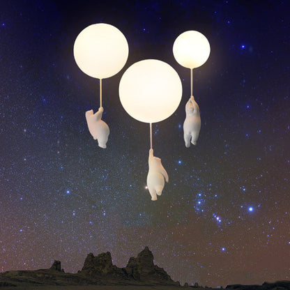 Kids Bedroom Light Fixture Bear & Balloon Flush Mount Nursery Lamp White Acrylic Playroom Overhead Lighting 5W LED For Small Rooms Indoor Ch