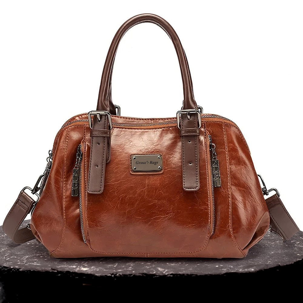 Genuine Leather Crossbody Purse with Adjustable Strap | Compact Shoulder Bag for Women | Magnetic Flap Closure Handbag | Everyday