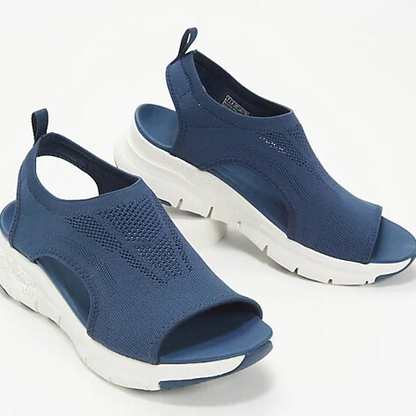 Women's Orthopedic Mesh Sandals with Arch Support – Breathable Slip-On Platform Wedge for Plantar Fasciitis Relief & All-Day Comfort