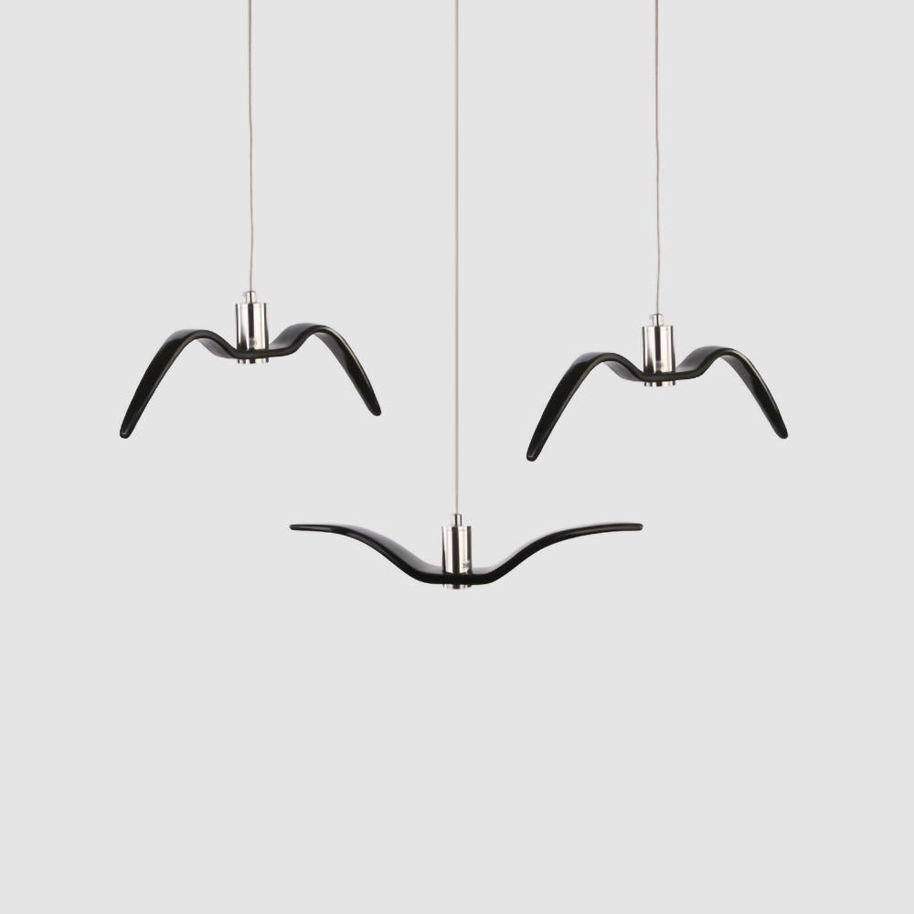 Sculptural Bird Ceiling Fixture with Adjustable Height LED Hardwired Suspension for Kitchen Islands Dining Tables Living Spaces in White or