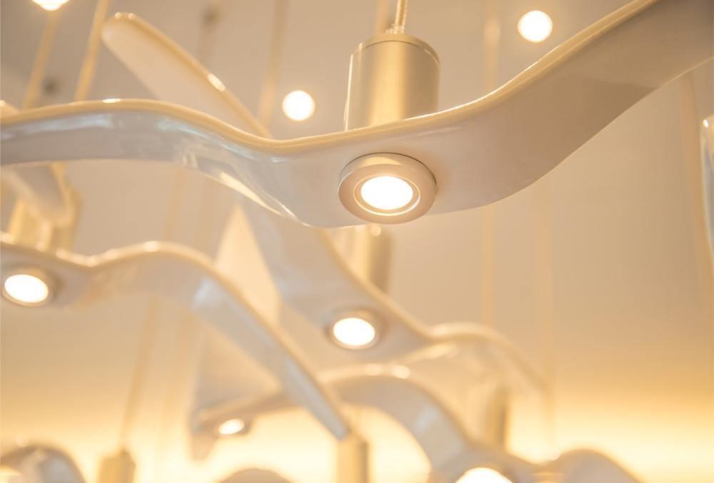 Sculptural Bird Ceiling Fixture with Adjustable Height LED Hardwired Suspension for Kitchen Islands Dining Tables Living Spaces in White or