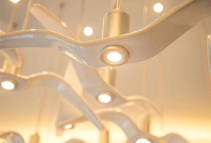 Sculptural Bird Ceiling Fixture with Adjustable Height LED Hardwired Suspension for Kitchen Islands Dining Tables Living Spaces in White or