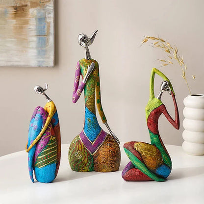 Resin Figurine Statue for Shelves Tabletop Display Home Decor Accent Piece Modern Contemporary Art Object for Living Room Bedroom Office