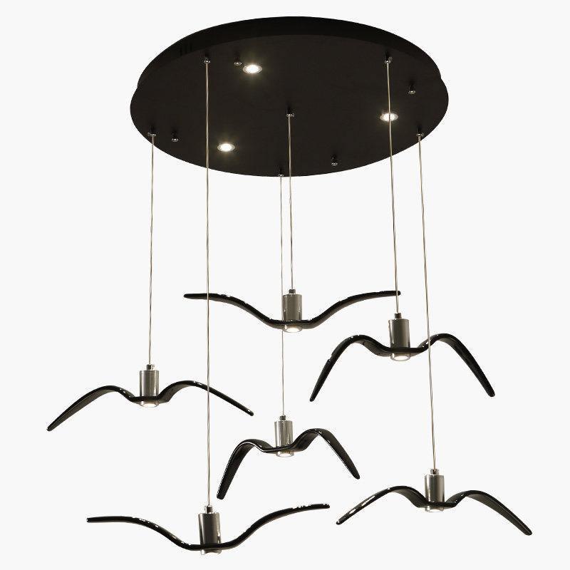 Sculptural Bird Ceiling Fixture with Adjustable Height LED Hardwired Suspension for Kitchen Islands Dining Tables Living Spaces in White or