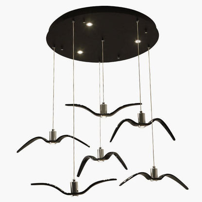 Sculptural Bird Ceiling Fixture with Adjustable Height LED Hardwired Suspension for Kitchen Islands Dining Tables Living Spaces in White or