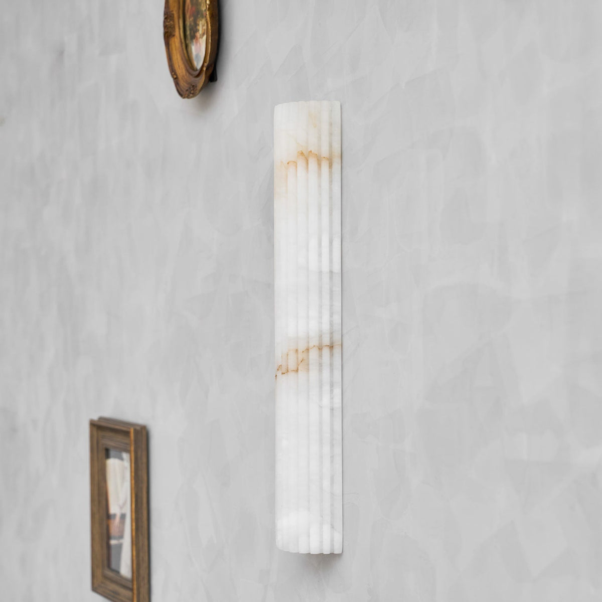 Natural Stone Wall Sconce 12 in Integrated LED Ribbed Surface Indoor Lighting Fixture for Bedroom Hallway Living Room Warm Ambient Glow