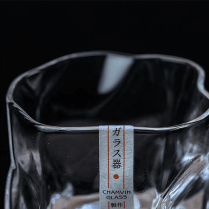Hand-Cut Crystal Rocks Glass with Textured Facets for Bourbon Scotch & Spirits in Wood Box for Collectors