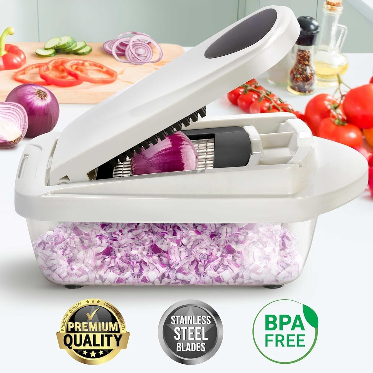 Mandoline Slicer with 8 Blades – Kitchen Prep Tool for Dicing, Julienne, and Shredding Vegetables