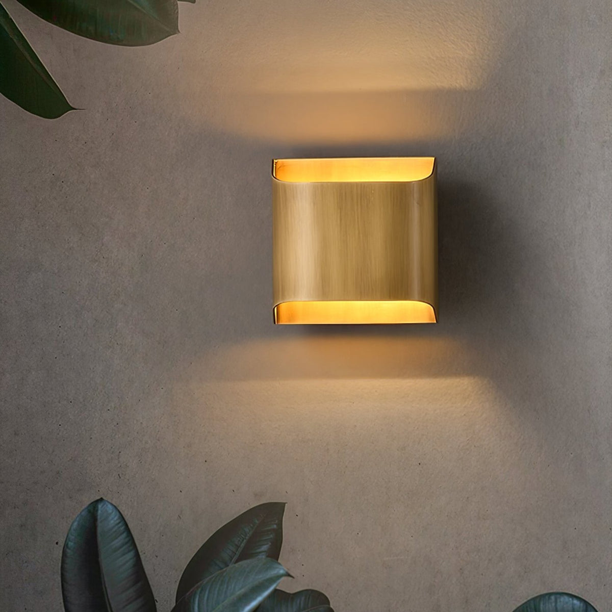 Brass Indoor LED Wall Light Fixture for Bedroom Living Room Hallway 10 Inch Square Contemporary Accent Lamp E14 G9 Socket Modern Home Lighti