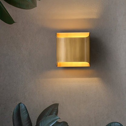 Brass Indoor LED Wall Light Fixture for Bedroom Living Room Hallway 10 Inch Square Contemporary Accent Lamp E14 G9 Socket Modern Home Lighti