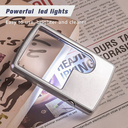Pocket LED Magnifier with Light for Reading – Dual Lens 3X & 6X Credit Card Size Travel Magnifying Glass for Seniors Books Maps Menus