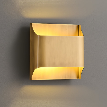 Brass Indoor LED Wall Light Fixture for Bedroom Living Room Hallway 10 Inch Square Contemporary Accent Lamp E14 G9 Socket Modern Home Lighti