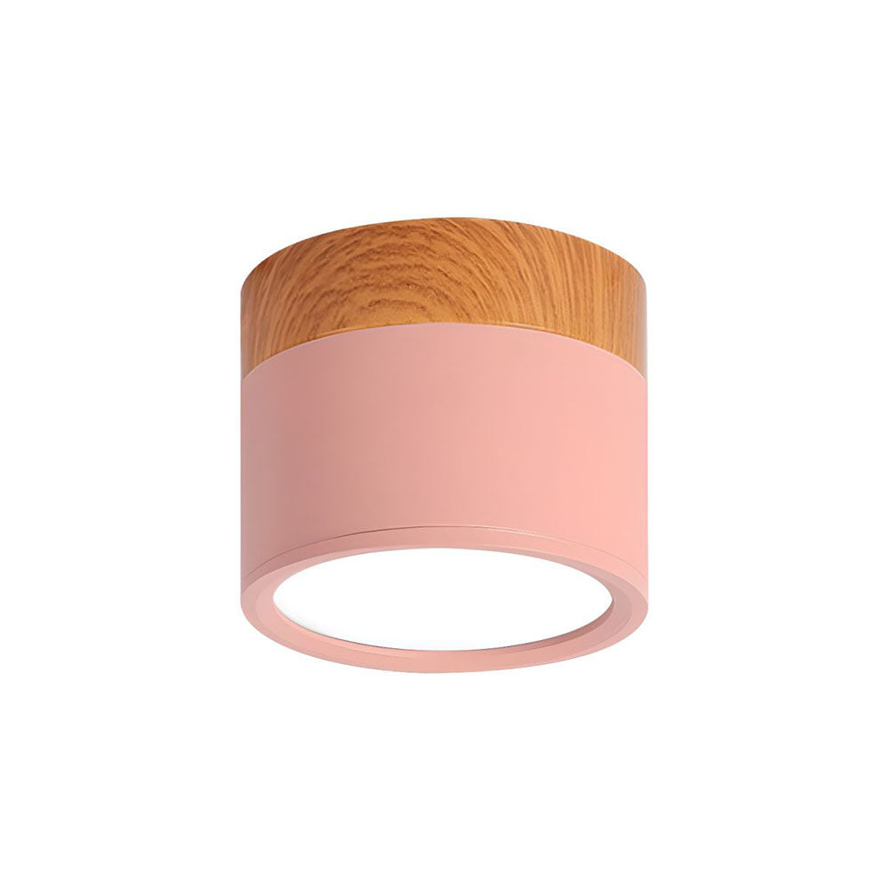 Compact LED Flush Mount Ceiling Light Fixture Wood & Metal Accent for Entryway Hallway Bedroom Kitchen 5W 7W Surface Mount Minimalist Modern