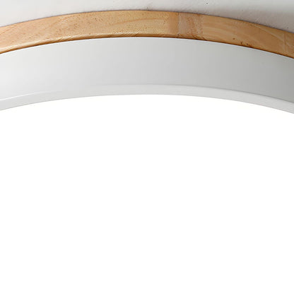 Round Wood Flush Mount LED Ceiling Light 3-Color Dimmable Scandinavian Style for Living Room Bedroom Kitchen