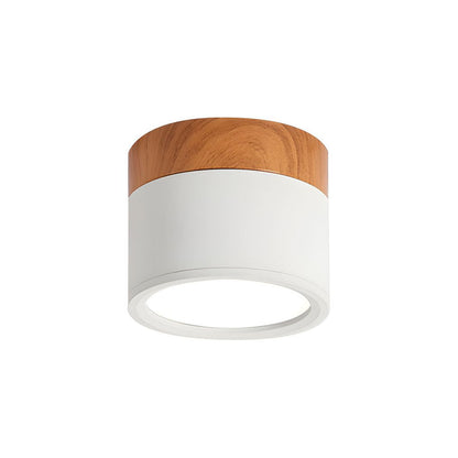 Compact LED Flush Mount Ceiling Light Fixture Wood & Metal Accent for Entryway Hallway Bedroom Kitchen 5W 7W Surface Mount Minimalist Modern