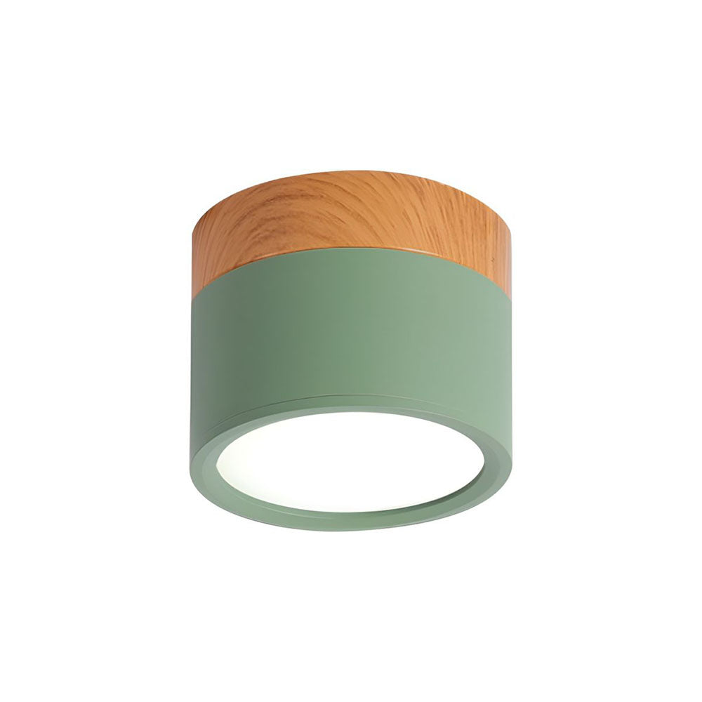 Compact LED Flush Mount Ceiling Light Fixture Wood & Metal Accent for Entryway Hallway Bedroom Kitchen 5W 7W Surface Mount Minimalist Modern