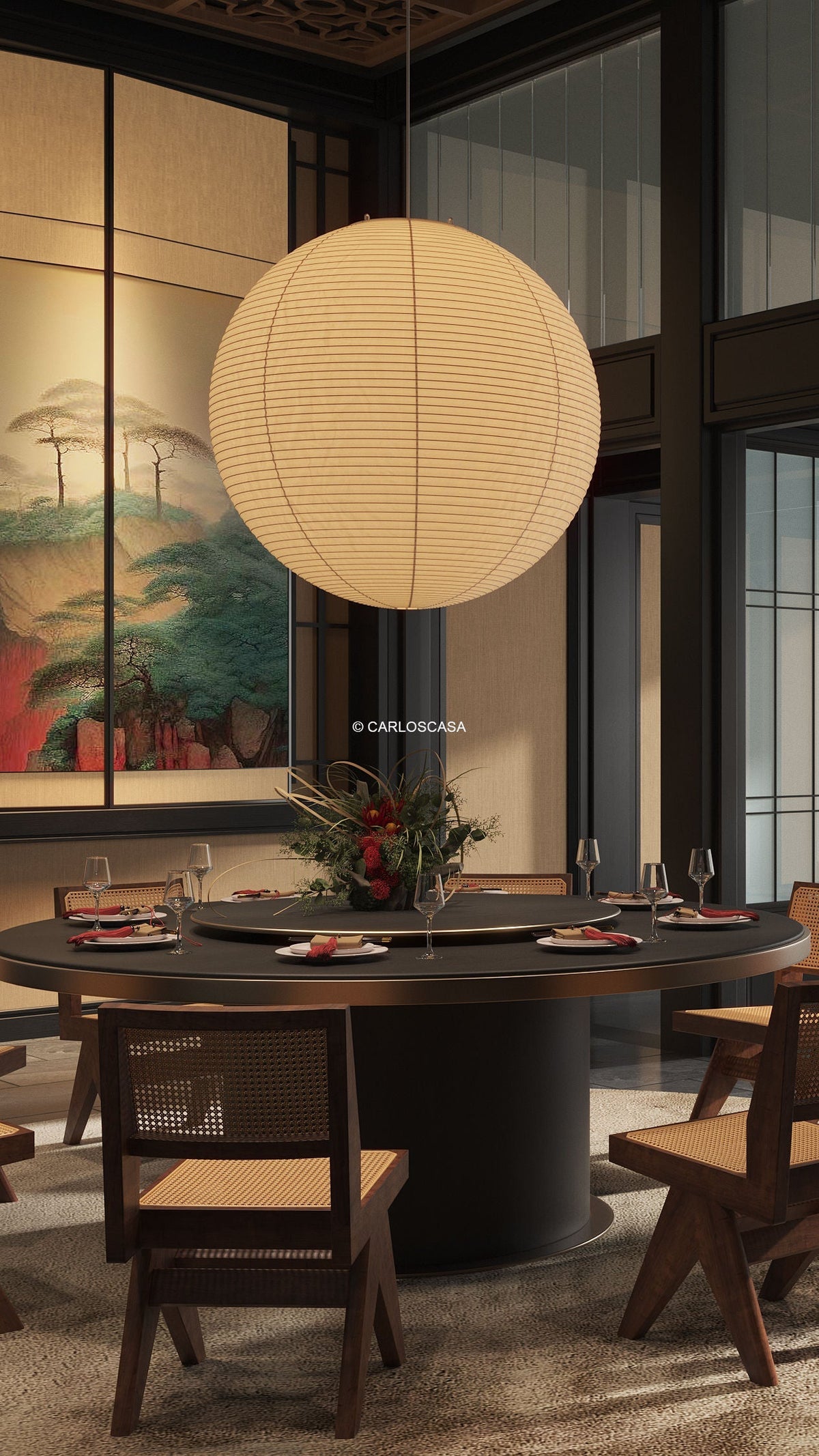 Handmade Paper Globe Drop Light for Kitchen Island & Dining Room – Adjustable Cable, E26 Socket, Soft Ambient Glow – Modern Overhead Fixture