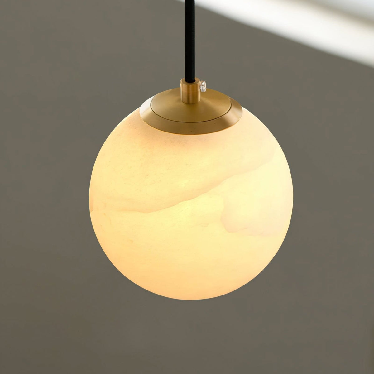 Hanging Ceiling Light Stone Globe 4-6 Inch Adjustable Cord Modern Minimalist Fixture for Bedroom Dining Room Kitchen Living Space Entryway