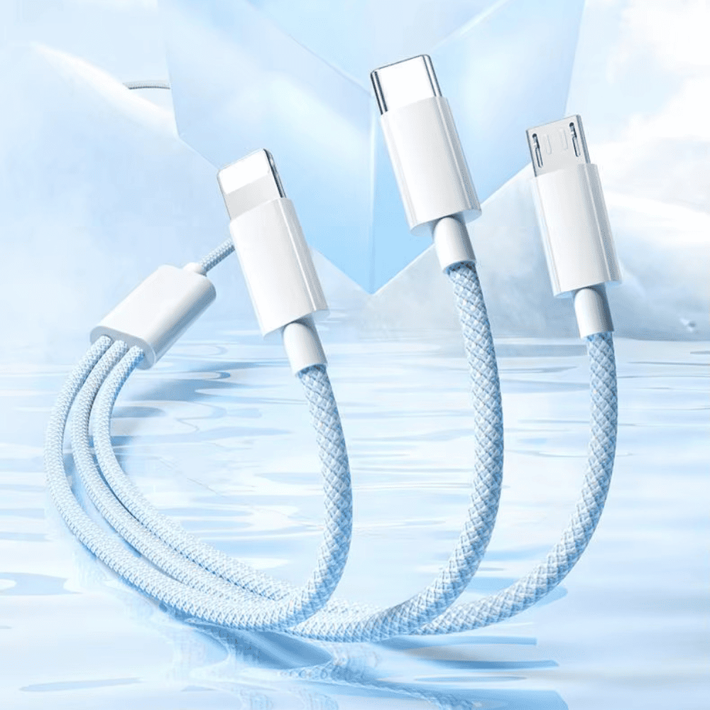Multi-Device Fast Charging Cable USB-C to Lightning Micro-USB for iPhone Samsung Google Pixel Android Quick Power Adapter Cord 100W Data