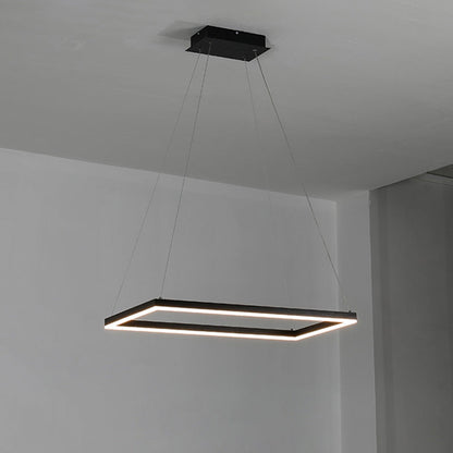 Multi-Tier Linear Suspension Fixture with Integrated LED, Adjustable Cable, Matte Black Metal Frame for Dining & Living Spaces
