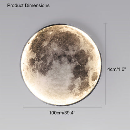 LED Moon Wall Sconce Dimmable Remote Control Light 9.4 Inch Diameter PVC Fixture for Bedroom Living Room Hallway Accent Lighting Three Color
