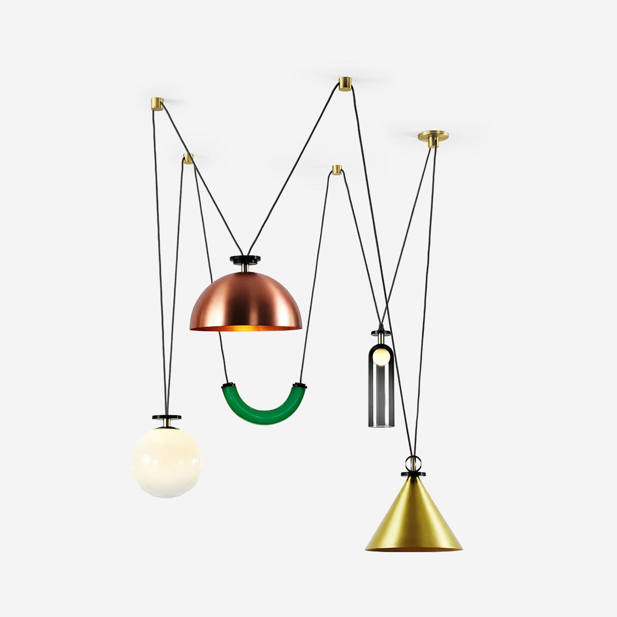 Modular Sculptural Ceiling Light with Adjustable Sections & Custom Finish Options for Dining Room Kitchen Living Room
