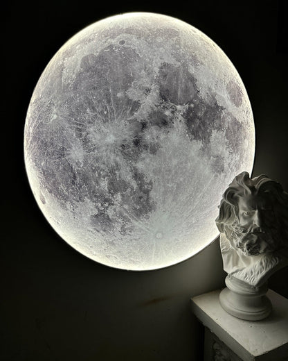 LED Moon Wall Sconce Dimmable Remote Control Light 9.4 Inch Diameter PVC Fixture for Bedroom Living Room Hallway Accent Lighting Three Color