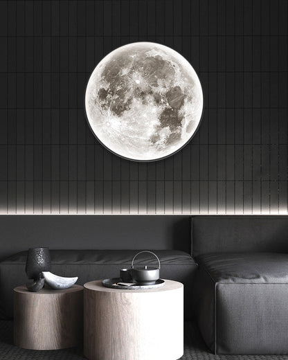 LED Moon Wall Sconce Dimmable Remote Control Light 9.4 Inch Diameter PVC Fixture for Bedroom Living Room Hallway Accent Lighting Three Color