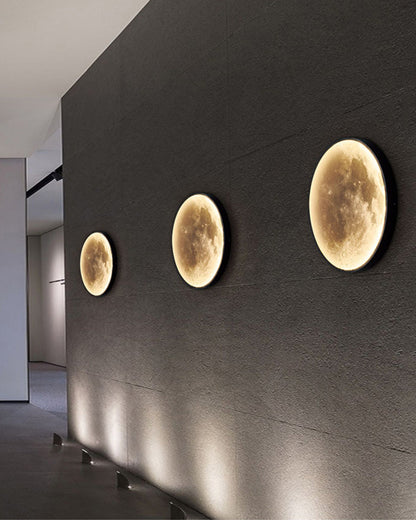 LED Moon Wall Sconce Dimmable Remote Control Light 9.4 Inch Diameter PVC Fixture for Bedroom Living Room Hallway Accent Lighting Three Color