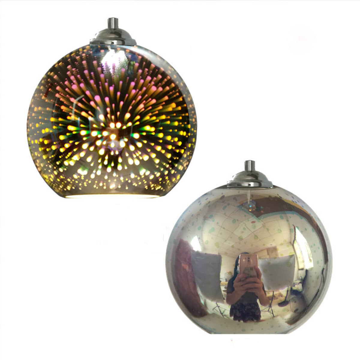 Hanging Ceiling Fixture with Multicolor Glass Shade and Height-Adjustable Cord for Kitchens, Dining Areas, Bars, and Cafés