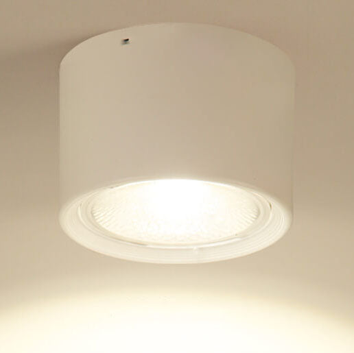 Modern Cylinder Surface Mount LED Downlight – Black White Beige Iron & Acrylic – 500 to 1200 Lumens Hardwired Fixture for Kitchen Hallway