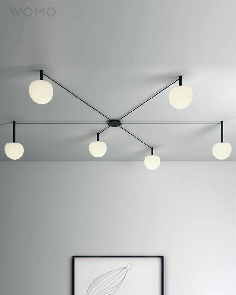 Multi-Globe Pendant Light Metal & Frosted Glass 47 Inch Adjustable White Fixture for Dining Room Kitchen Island Bedroom Modern Scandinavian