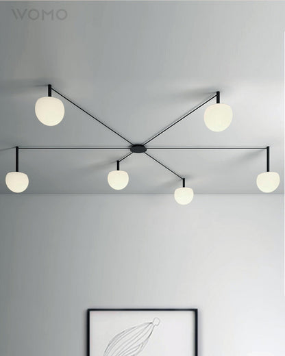 Multi-Globe Pendant Light Metal & Frosted Glass 47 Inch Adjustable White Fixture for Dining Room Kitchen Island Bedroom Modern Scandinavian